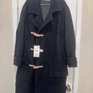 Zara Women's Black Trench Coat with Toggle Closure